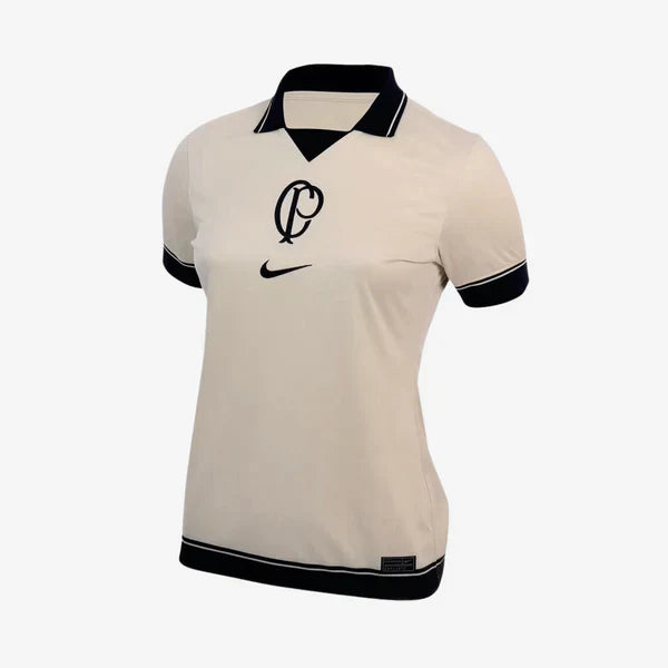 camisa feminina corinthians 2023 24 manto do corinthians bege novo